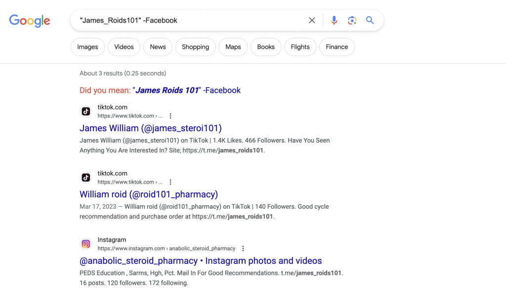 google search with brackets minus facebook