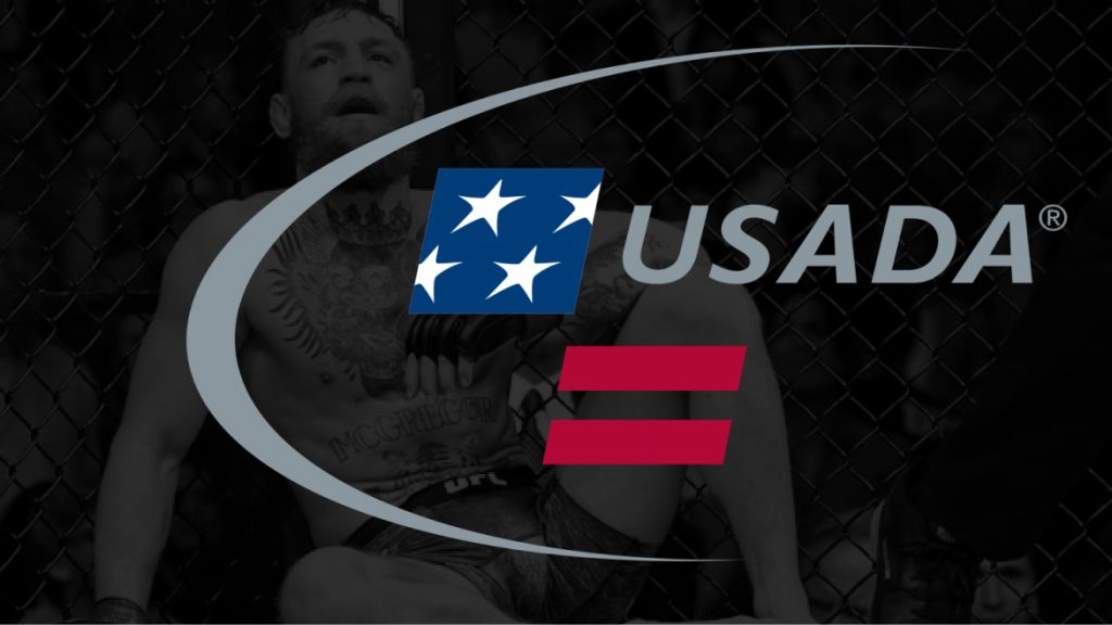 USADA logo on top of sad Conor McGregor