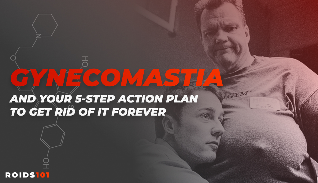 Bob from The Fight Club movie hugging the main character in front of gynecomastia big letters